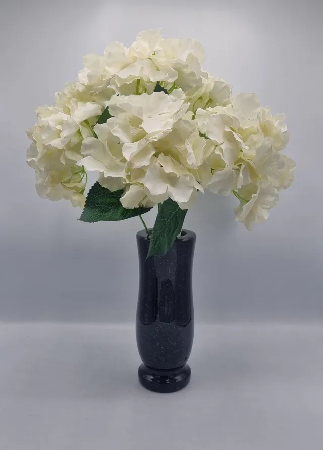Bomm Boeket, Hortensia, U667-m1/1, 45cm, Wit, 5 bloemen, Grafdecoratie, Zijdenbloemen, Kunstbloemen