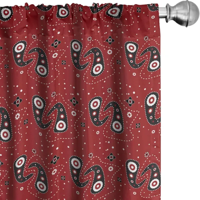 ABAKUHAUS 2-delige set voorhangen – gebloemd Ruby & wit, 75x245 cm