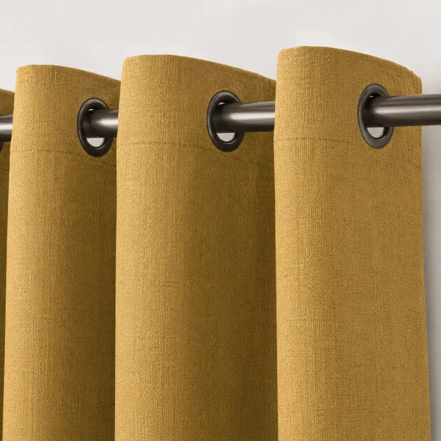 Everyday Elegance Kant en klare gordijnen met ringen – 100% Verduisterend Blackout – Goud – Linnenlook – 132x175 – Everyday Elegance