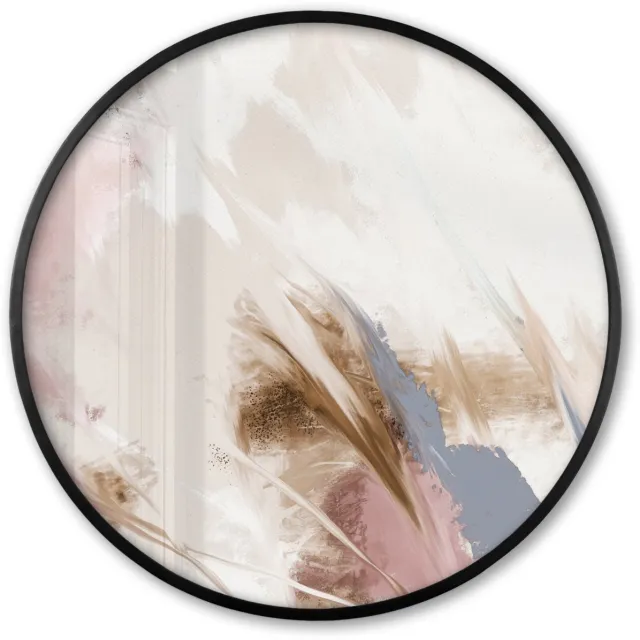 FrameYourWall Poster in lijst Rond - Fotolijst 60x60 cm - Posters - Kunst - Verf - Kleuren - Patroon - Ronde posterlijst zwart - Decoratie - Wanddecoratie woonkamer - Muurdecoratie slaapkamer Roze