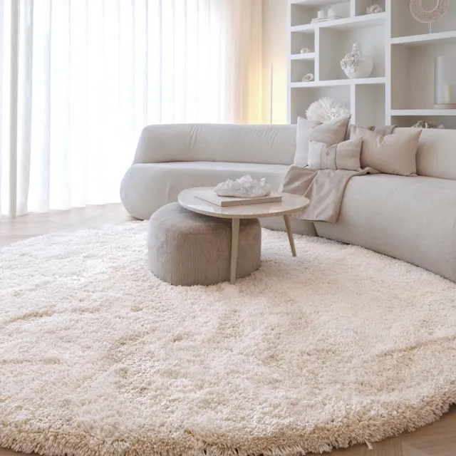 Nordic Weavers Shaggy vloerkleed rond - Sveve ivoor 160