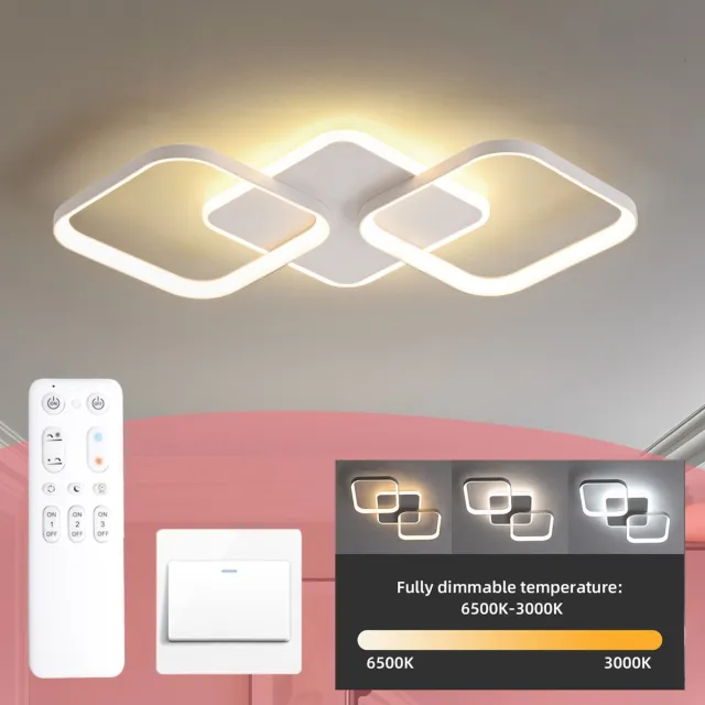 ANTENLICHT LED Plafondlamp - Plafonniere Wit - Modern LED verlichting - 40W Woonkamer Lamp - Dimbaar met Afstandsbediening - Modern Slaapkamer Lamp - 3000K-6500K - 4500LM
