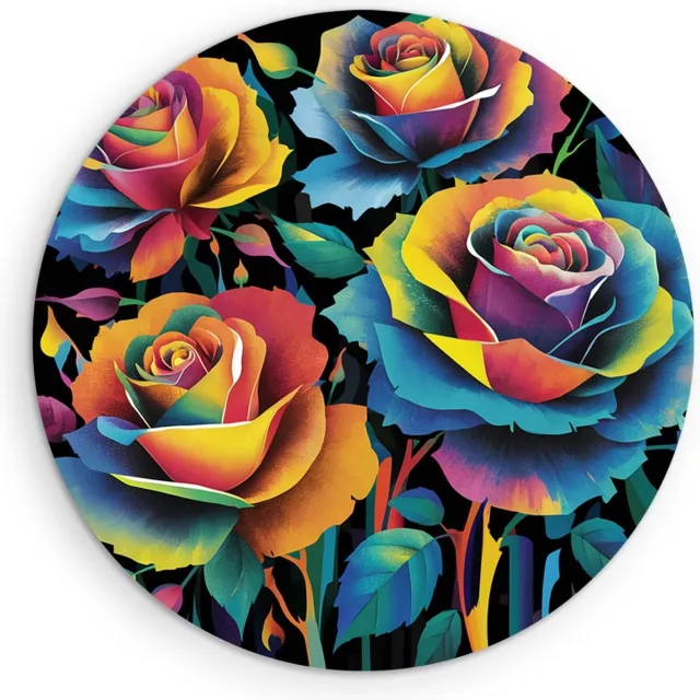 Saammp Forex Muurcirkel - Regenboogrozen - Natuur - Abstract - Ø 40 - Wandcirkel - Wanddecoratie Cirkel - Muurdecoratie Woonkamer - Kantoor Decoratie