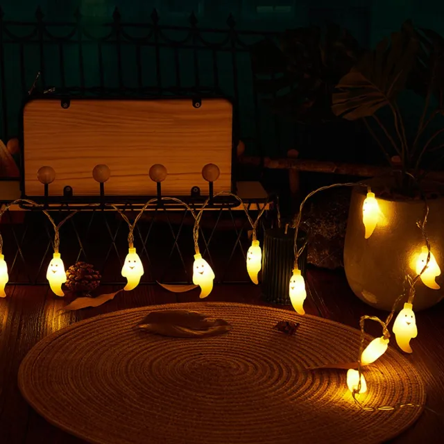 Halloween Spook LED Lichtslinger – 6 Meter – 40 Lampjes – Warm Wit – Twee Modi (Constant & Knipperend) – Batterij– Feest & Sfeerverlichting