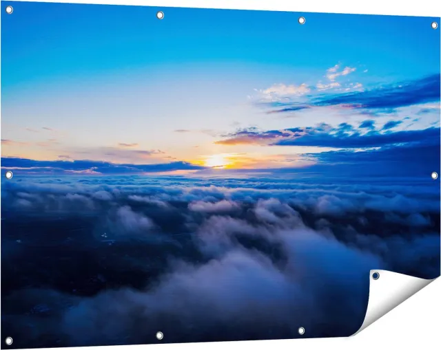 Gards Tuinposter Zonsondergang in de Wolken - 120x80 cm - Tuindoek - Tuindecoratie - Wanddecoratie buiten - Tuinschilderij Multikleur