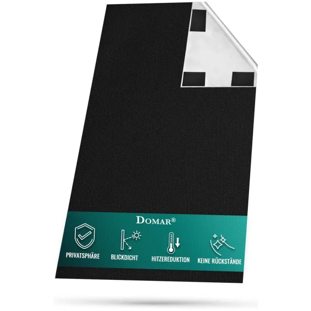 Duraxl Rolgordijn - Verduisterend - Zelfklevend - 2 x 1,45 m Zwart