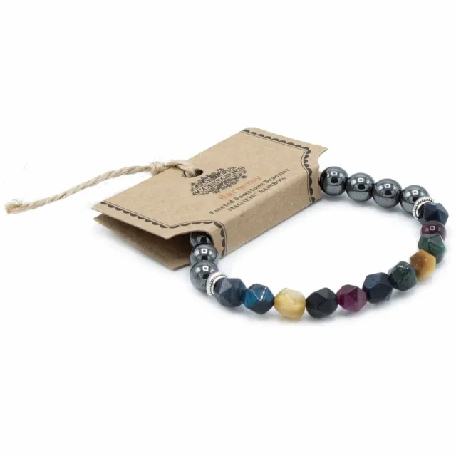 Ancient Wisdom Armband met gefacetteerde edelstenen - Magnetische regenboog
