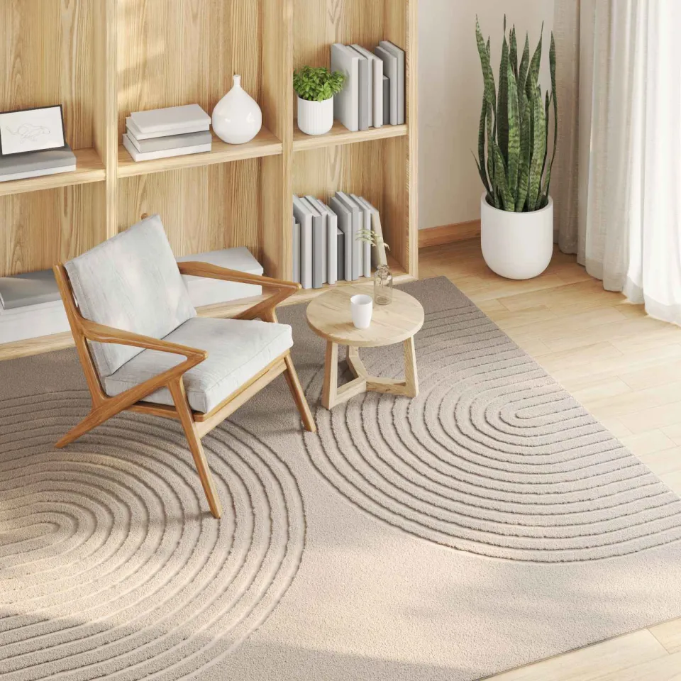 vidaXL Binnen kleed GALATI Beige 120 x 120 cm Polyester, foto 3