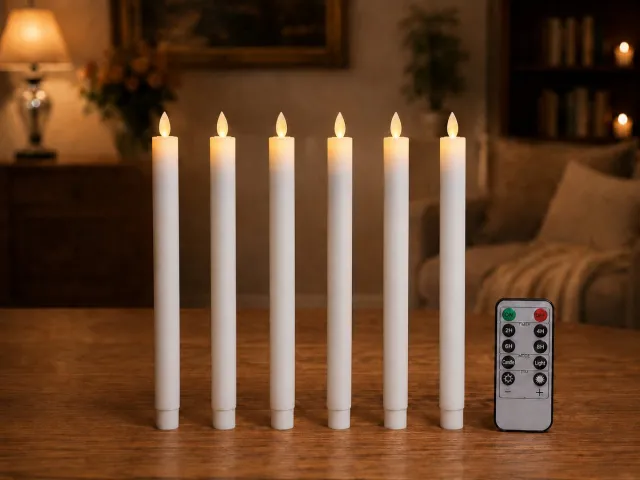 Merdoo Led kaarsen met bewegende vlam - 6 x led dinerkaarsen - met afstandsbediening - met timer- op batterijen WIt