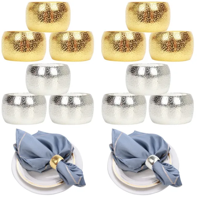 Ibenzoa Stijlvolle Gouden en Zilveren Servetringen voor Feestelijke Tafeldecoratie - Set van 12 Stuks goud en Zilver