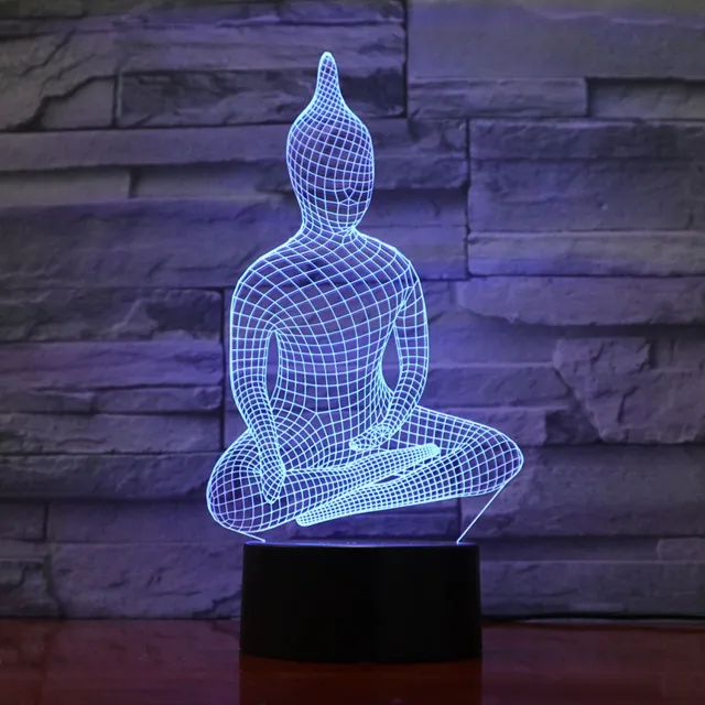 MC Living 3D Led Lamp Met Gravering - RGB 7 Kleuren - Buddha