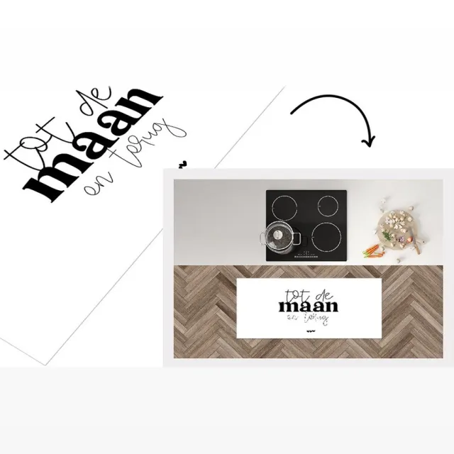 KitchenYeah Keukenloper - Loper keuken - Tot de maan en terug - Quotes - Spreuken - Keukenloper vinyl Multicolor