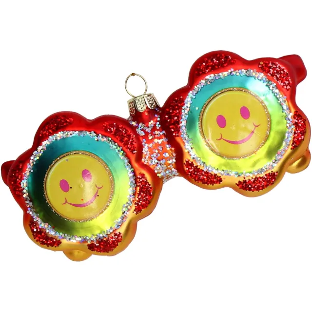 HD Collection Ornament kerstbal Retro Zonnebril Glas Rood 12.7 cm HD Collection