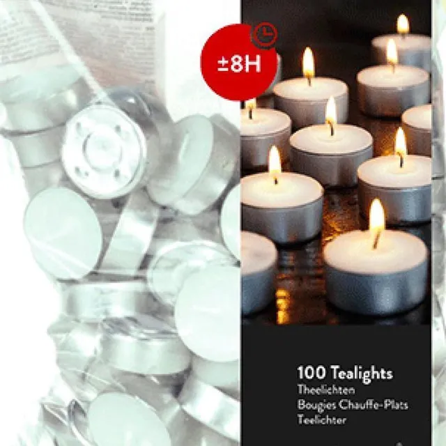 Spaas Waxinelichtjes - Theelichtjes - 8u - 100 stuks Wit