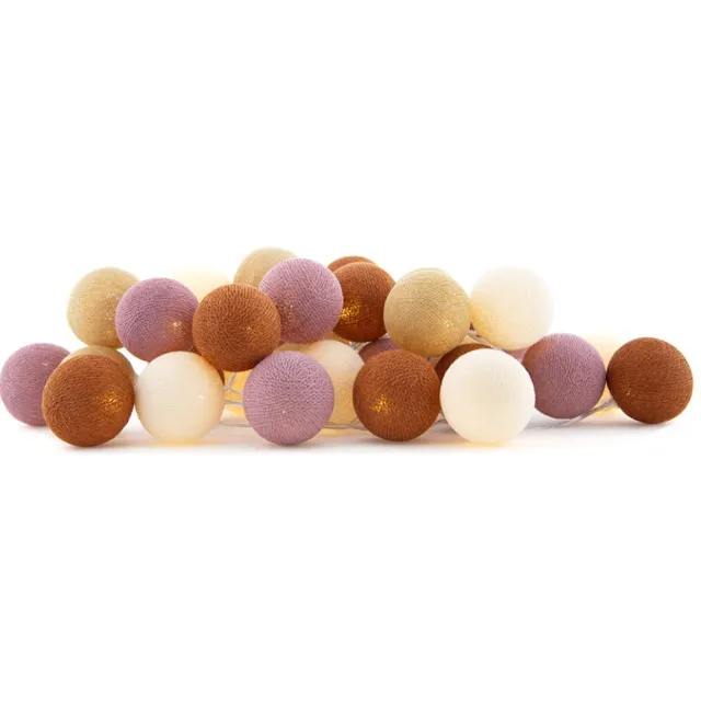 Cotton Ball Lights LED lichtslinger voor binnen - Handgemaakt en Fairtrade - 35 lampjes - Rusty