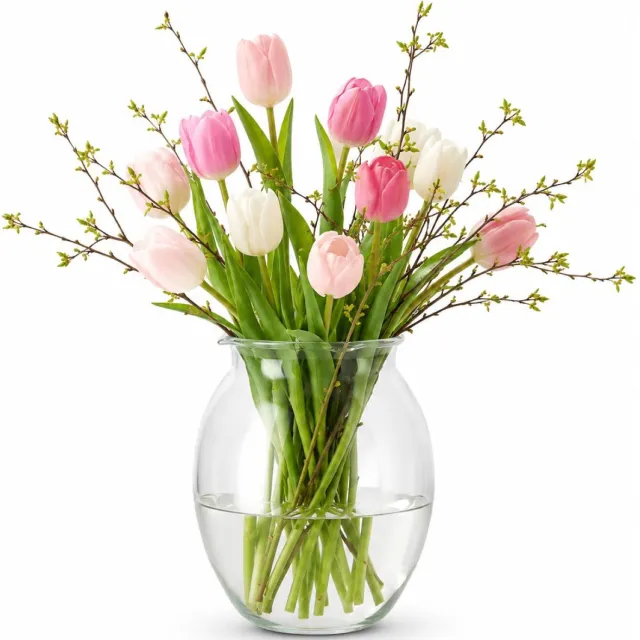 DK design Bloemenvaas bol / rond - transparant glas - D22 x H27 cm - decoratie vaas