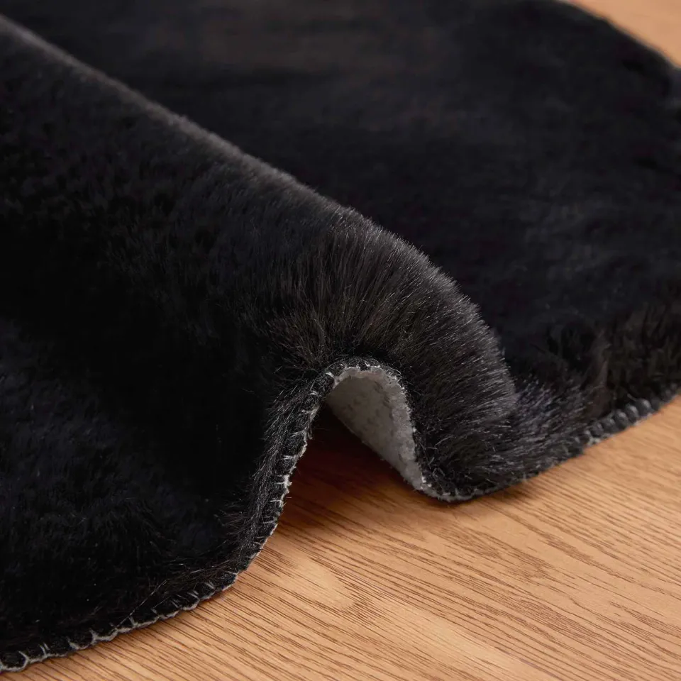 vidaXL Antislip vloerkleed van imitatie konijnenbont OLITE Zwart, foto 4