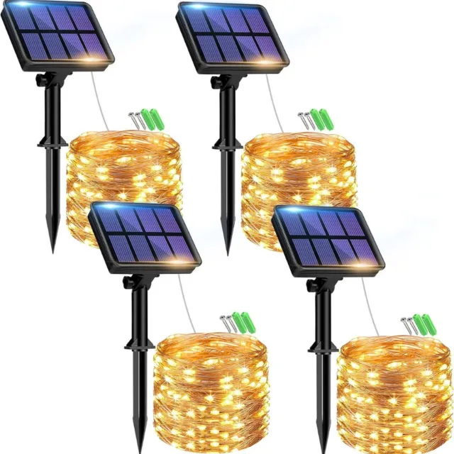 PEAM Lichtsnoer op Zonne Energie Voor Buiten Totaal 32 m 320 Leds Lichtketting op Zonne Energie Voor Buiten Weerbestendig 8 Modi IP65 Waterdicht Koperdraad Outdoor Lichtketting Draad Voor Energieklasse E