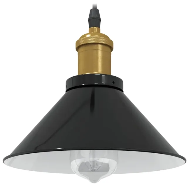 vidaXL Hanglamp in hoogte verstelbaar E27 Ø22 cm metaal glanzend zwart