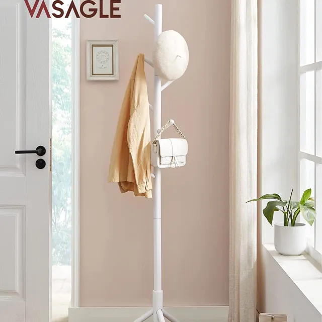 Vasagle Kapstok om kleding op te hangen, hal muur kapstok, staande kapstok Sparkling white