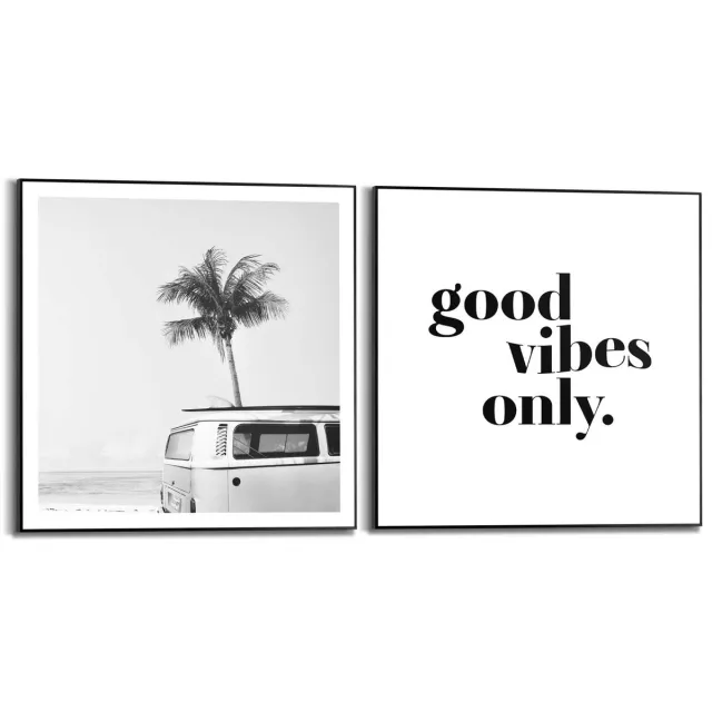 Reinders Schilderijen set Good Vibes - 50 x 50 - Hout - REINDERS Good Vibes Zwart