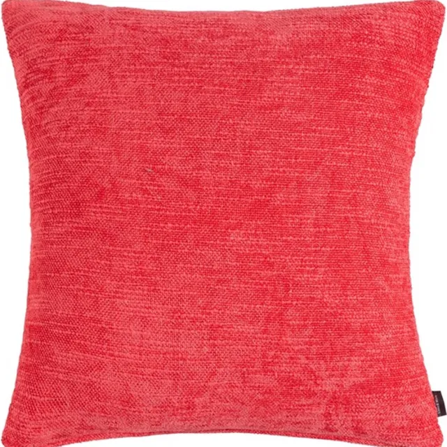 Linen & More Coco Chenille Coral Rood Kussen | 45 X 45 | Sierkussen Voor Woonkamer Of Slaapkamer