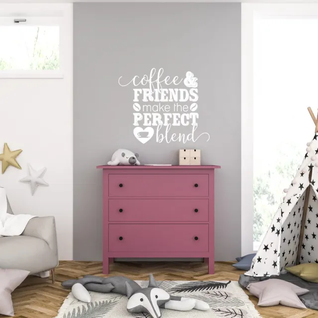 MC Living Muursticker - Coffee & Friends - 40,6 x 49 - Wit