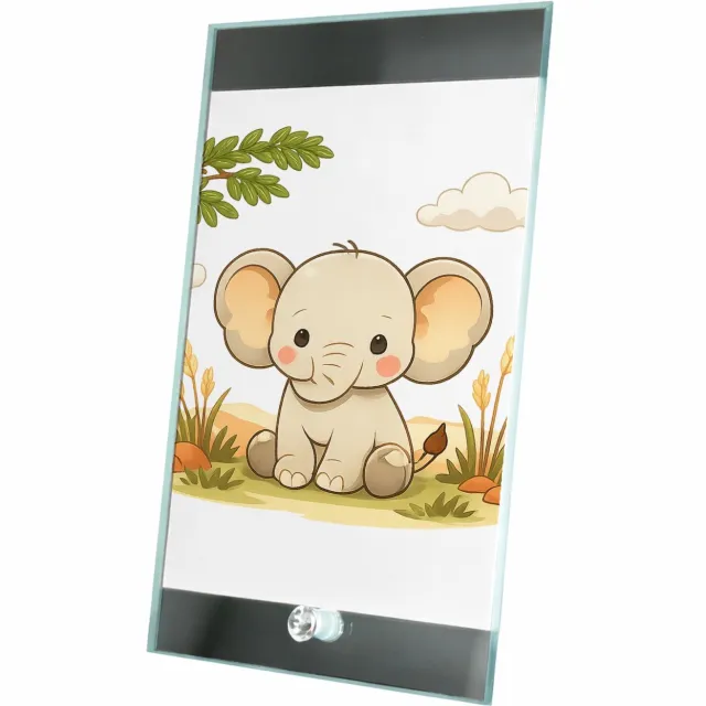 Mr Cadeautjes Glasframe 15 x 23 - design Vriendelijke savanne-wereld met één centraal dier en botanis | cadeau Wit