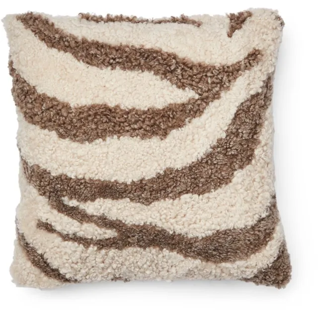 Sheepskin House Zebra Kussen - Dubbelzijdig - 60x60 cm Taupe/Pearl