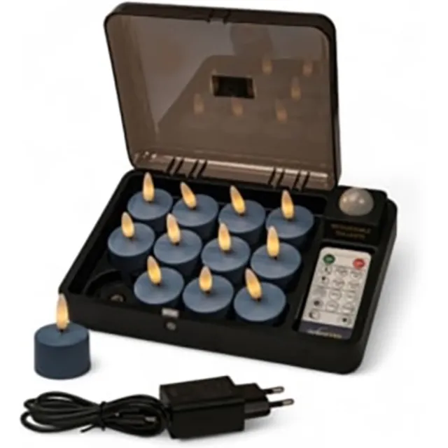 Dorsetto Led waxinelichtjes Stone Bleu No.86, tot 400 uur brandduur, 12 stuks, met afstandsbediening Blauw