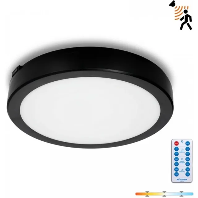 Kobi LED plafondlamp met bewegingssensor NAIROS G2 18W 3CCT IP65 Zwart Kobi Premium | Geen fitting | Warm Wit-Koel Wit-Daglicht | 18 watt | 30.000 Branduren