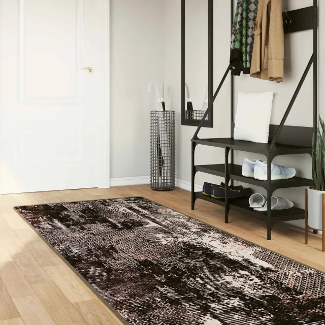 vidaXL Vloerkleedloper MARSA Zwart en Wit 80 x 350 cm Polyester en PVC, foto 2