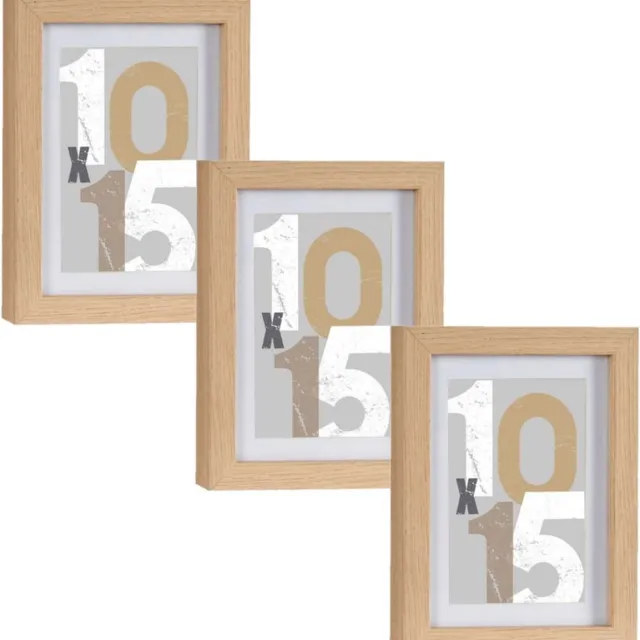 Arte r 3x stuks arte r houten fotolijst bruin - 13 x 18 cm - met passe-partout - stevig hout - stijlvolle decoratie
