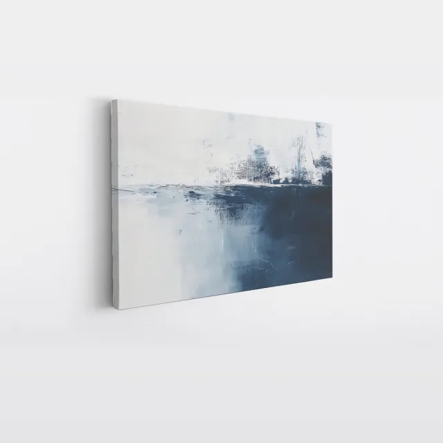 Saammp Canvas Schilderij - Blauw - minimalistisch - Wit - Abstracte wanddecoratie- 40x30 - Foto op canvas - Wanddecoratie - Muurdecoratie Woonkamer - Kantoor Decoratie Multicolor