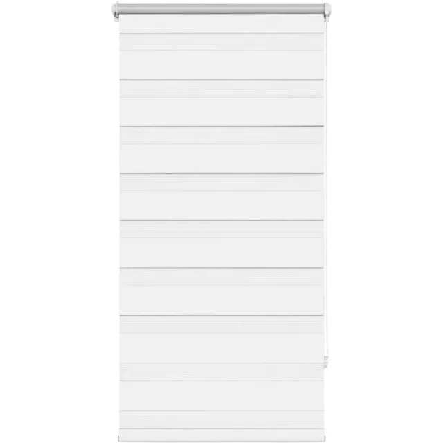 Happiq Zebra Rolgordijn 80x150 cm Wit – Textiel met Boorloze Klembevestiging - Dubbellaags Lichtfilterend, Verduisterend & Snoerloos