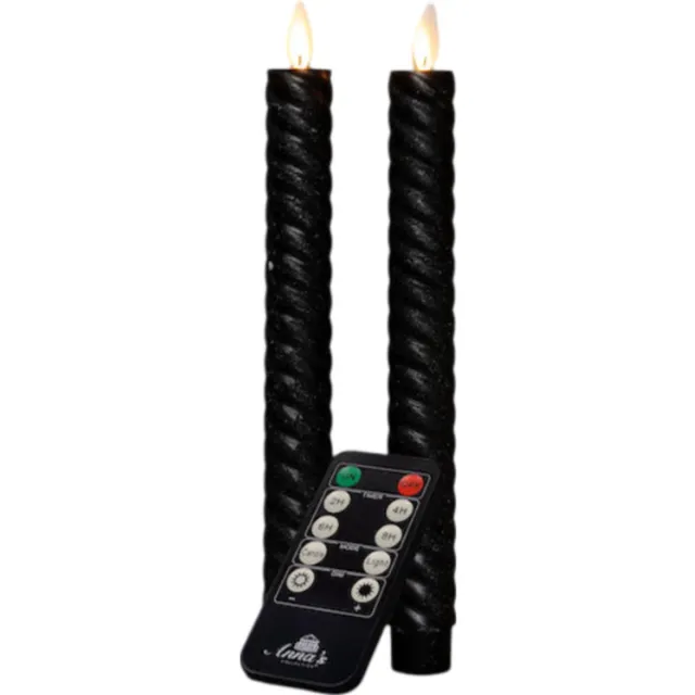 Anna's Collection Dinerkaars swirl wax led bewegende vlam met afs... zwart