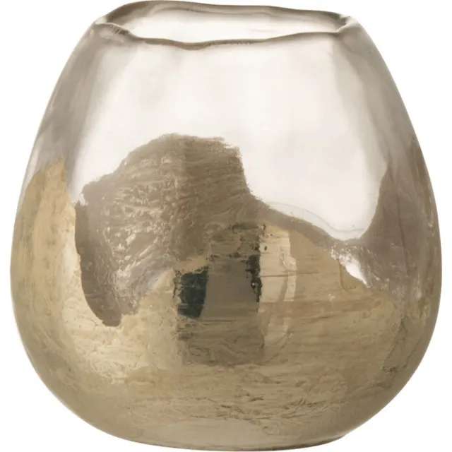 J-Line theelichthouder zoe rond - glas - goud - small Goudkleurig