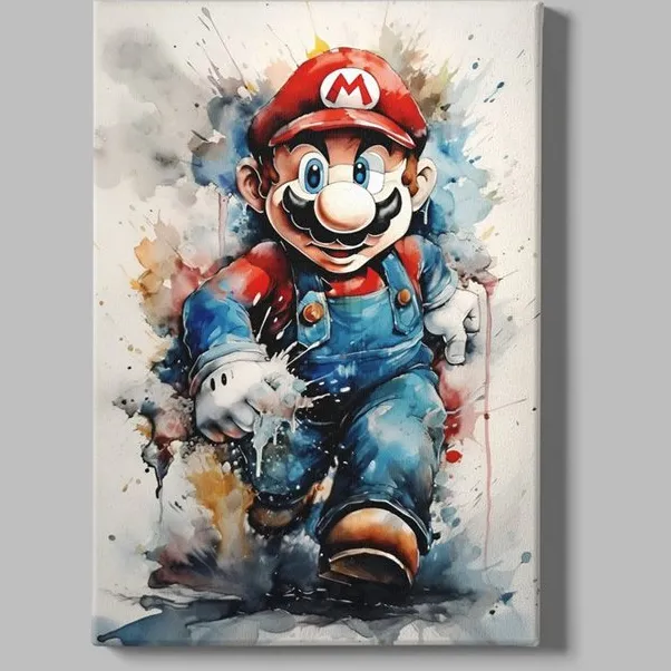 Trendex Global Canvas Schilderij – Graffiti – Pop Art – Game Held – Retro Stijl – Wanddecoratie - 60x40 cm Kleurrijk