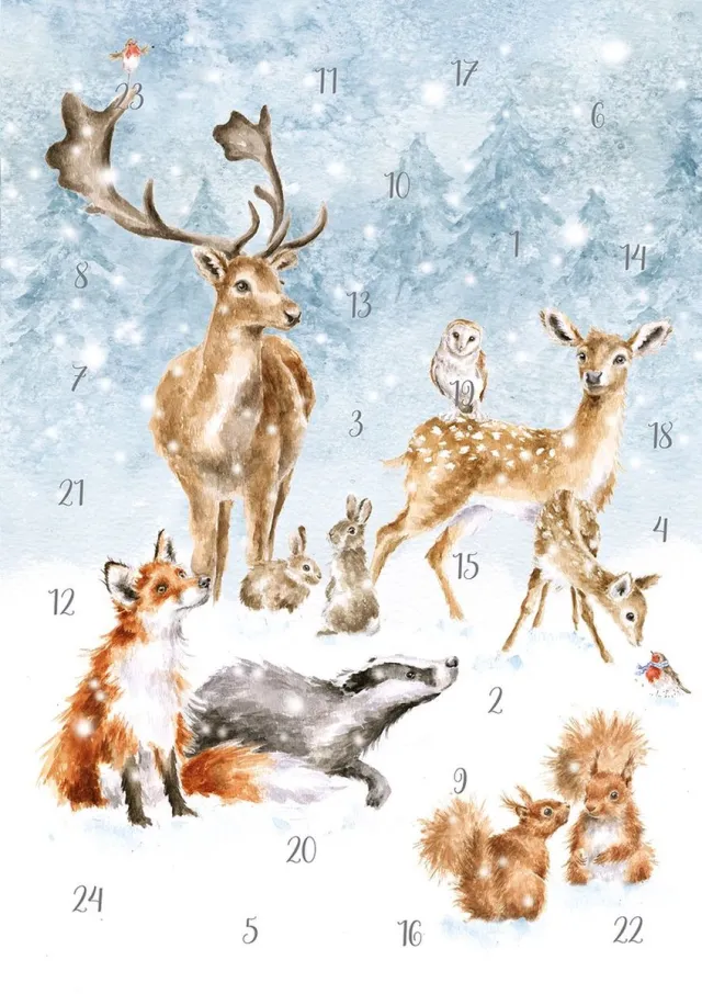 Wrendale Designs Adventskalender Kaart A4 Wrendale - A Winter Wonderland animal advent calendar Multicolor