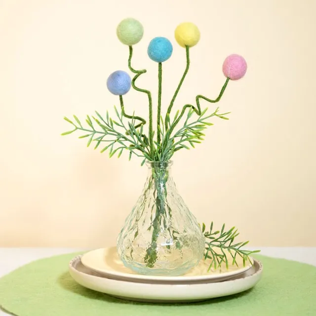 Sjaal met Verhaal Bloemen Vilt - Craspedia Pasteltinten - 30cm - 5 Stuks - Fairtrade Sjaalmetverhaal Bloem - Craspedia Pastel