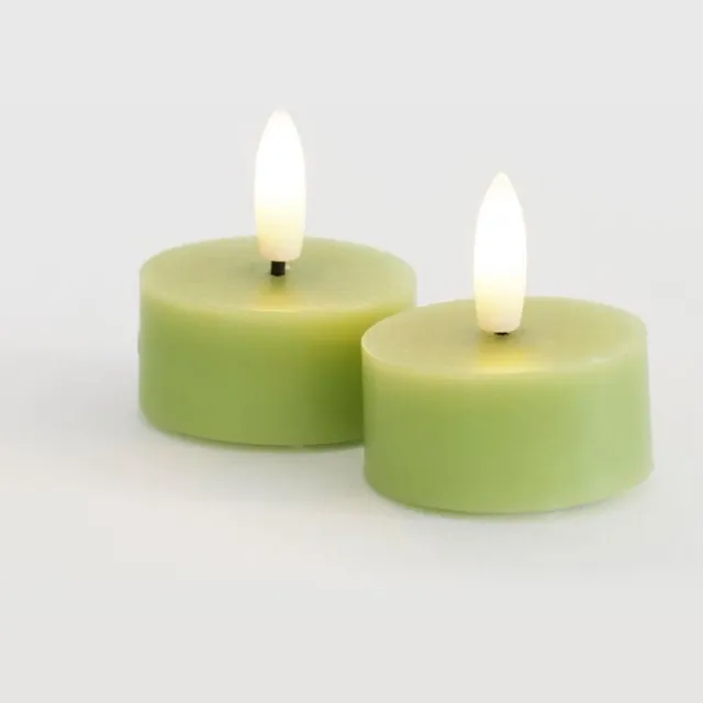 Sirius Sille Theelichtje Waxinelichtje - 2 stuks - LED kaars - Ø 4,5cm x H 2,2cm - groen - Spring Green Groen - waxinelicht