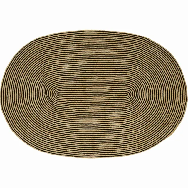 vidaXL Gebied Tapijt Naturel en Zwart 152 x 245 cm Jute Bruin