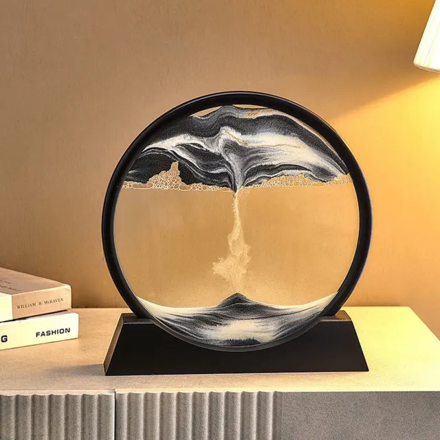 Heble® *** Bewegende Zandkunst in Glas – Luxe Woondecoratie – Zandloper - Afmeting: 19 x 19 cm - van Heble® *** *** Zwart