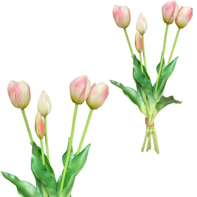 Inspiruj Real Touch - Kunstboeket - Roze Tulpen - 39 cm