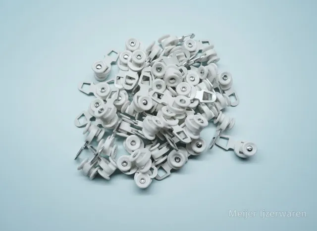 Vicrone Gordijn Runners/Glijders - 35 stuks - wit - met wieltjes