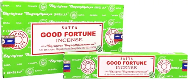 Satya Good Fortune wierookstokjes - 12 doosjes van 15 gram groen