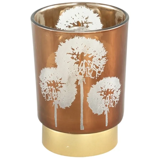 PTMD Verdo Rond Windlicht - H12,5 x Ø9 cm - LED - Glas - Koper/Goud