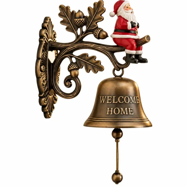 Namajunas Vintage Kerstman Wandbel -10x10x5cm - Metaal - Feest Versiering - Kerstdecoratie - Windgong - Kerstwoondecoratie - Tuin decoratie - Voor Binnen en Buiten - Voor veranda, tuin, voordeur