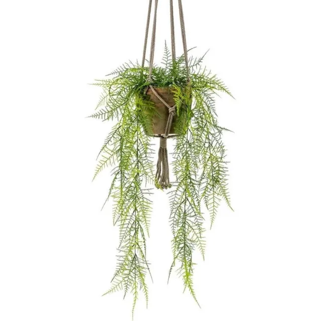 Bellatio Flowers & Plants Kunsthangplant - Varen - 80 cm - Oude Terracotta Pot Groen