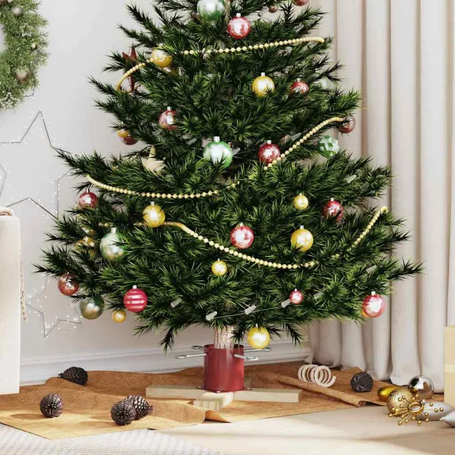 vidaXL Kerstboomstandaard Rood 50 x 50 x 16 cm Massief grenenhout